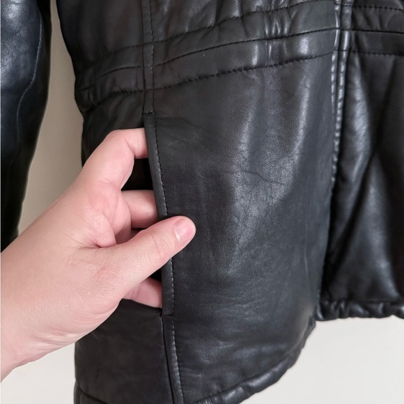 Andrew Marc Leather Jacket with Fur Trim and Hood - Womens Size S - Picture 3 of 16